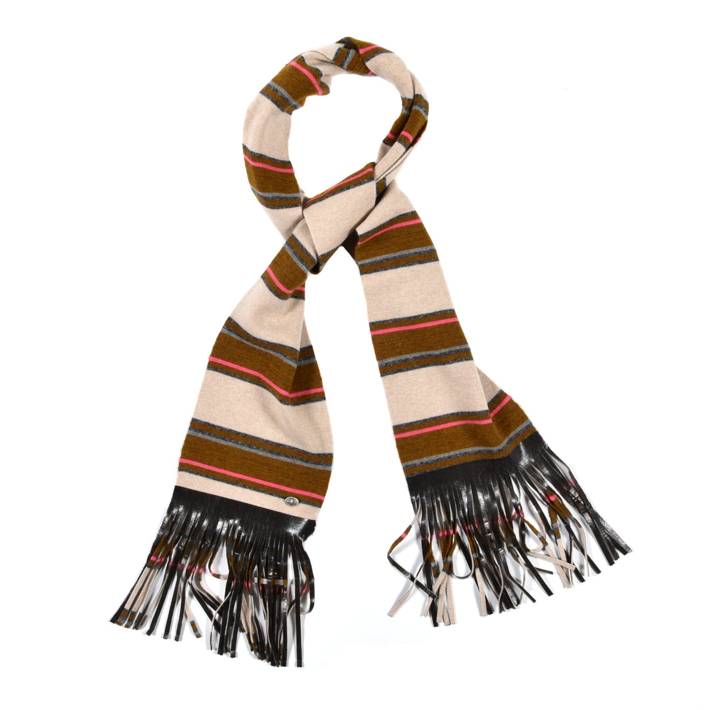 Cashmere Striped Scarf Beige