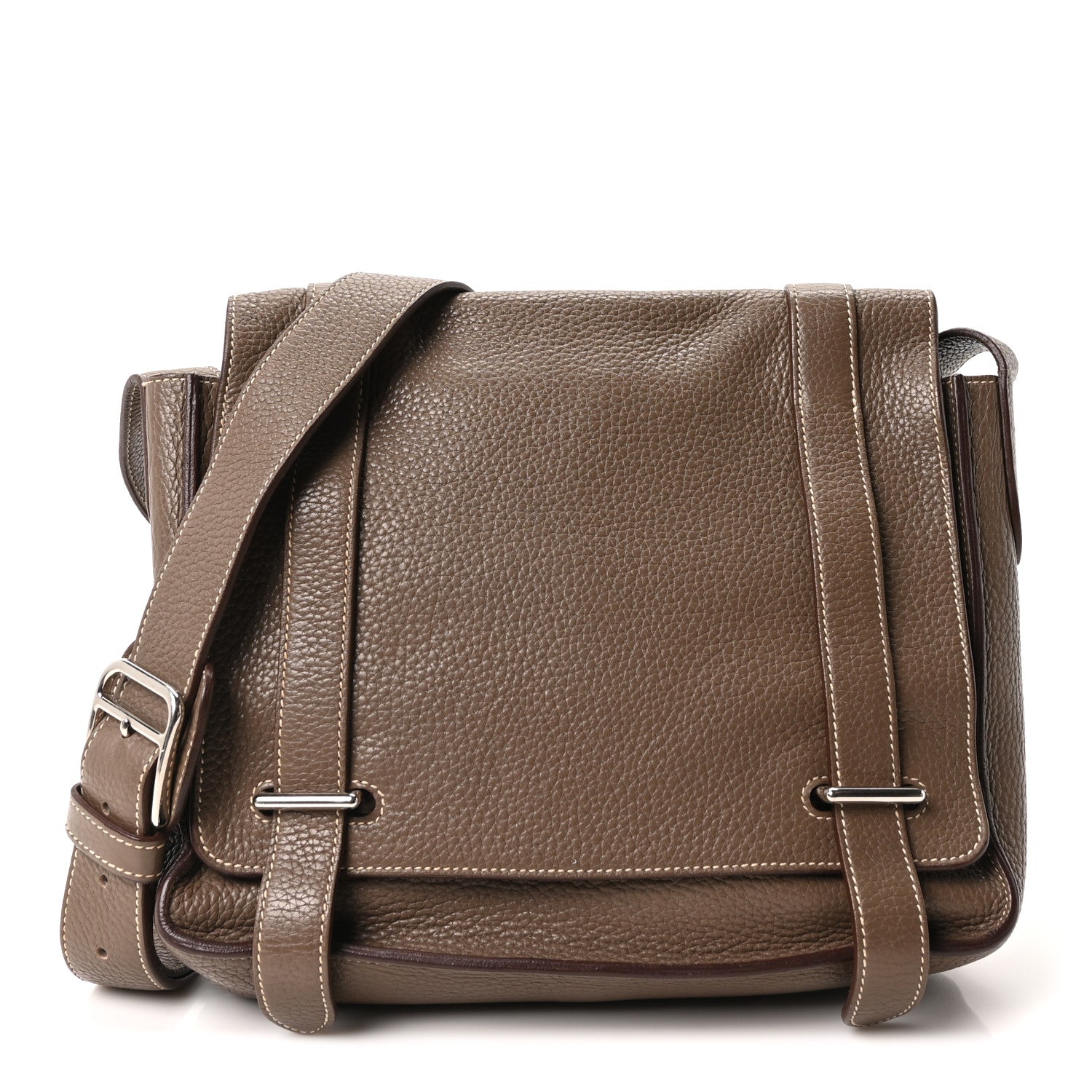 Hermes Taurillon Clemence Steve Messenger 28 Etoupe 1 of 10