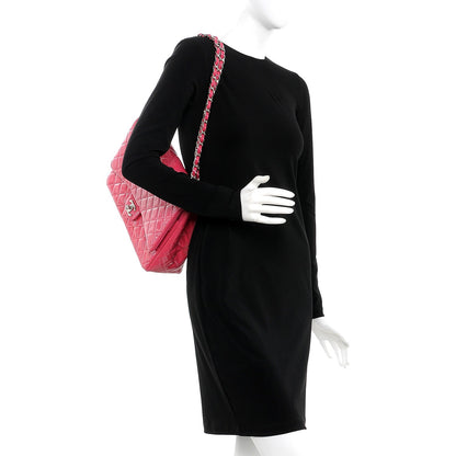 Chanel Patent Maxi Quilted Double Flap Dark Pink 3 of 11
