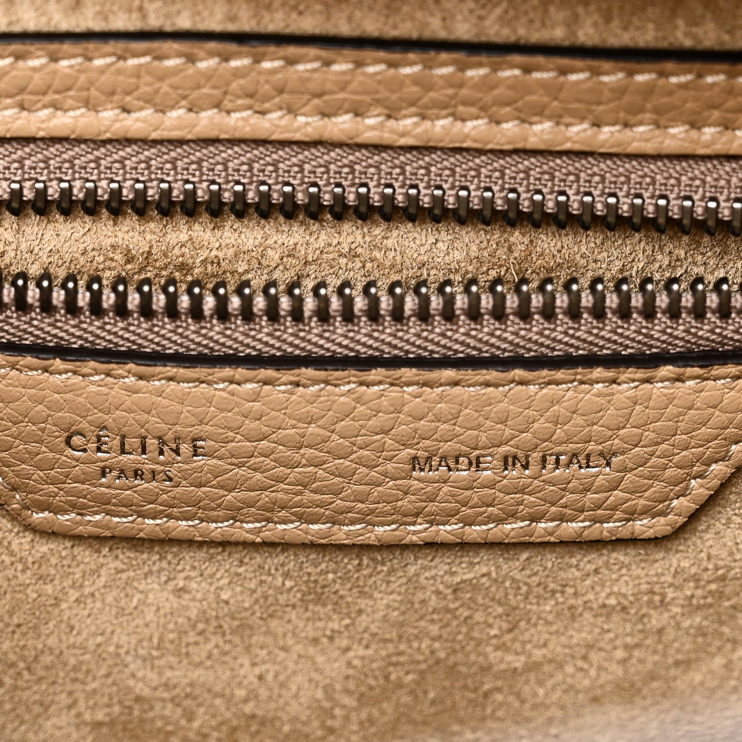Celine Drummed Calfskin Micro Luggage Dune 6 of 9