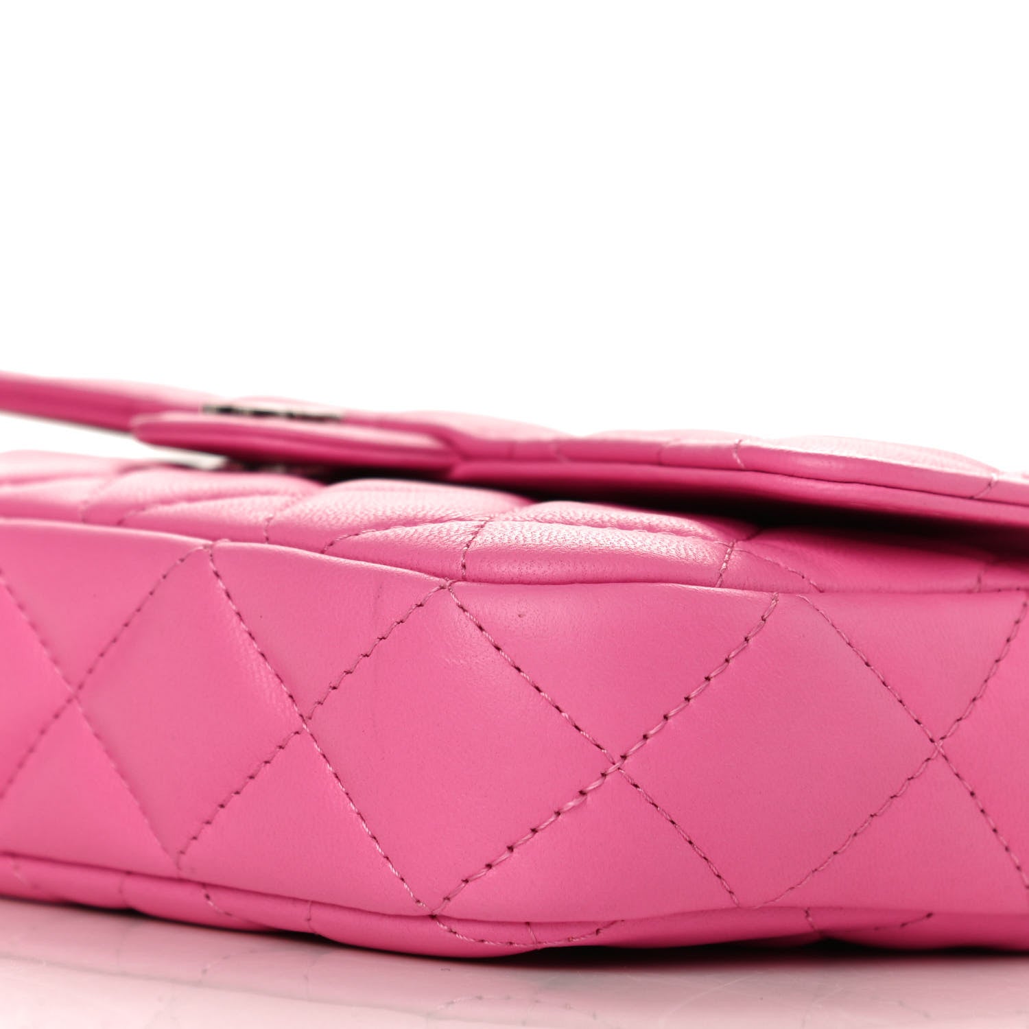 Chanel Lambskin Quilted Flap Phone Holder With Chain Neon Pink 10 of 13