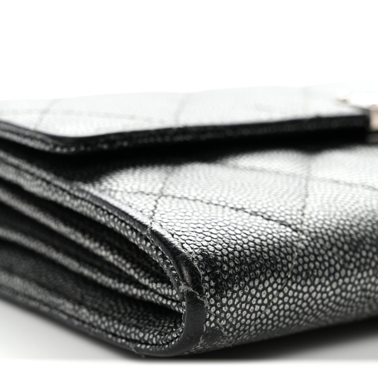 Chanel Metallic Caviar Quilted Large Golden Class Gusset Flap Wallet Dark Grey 10 of 16