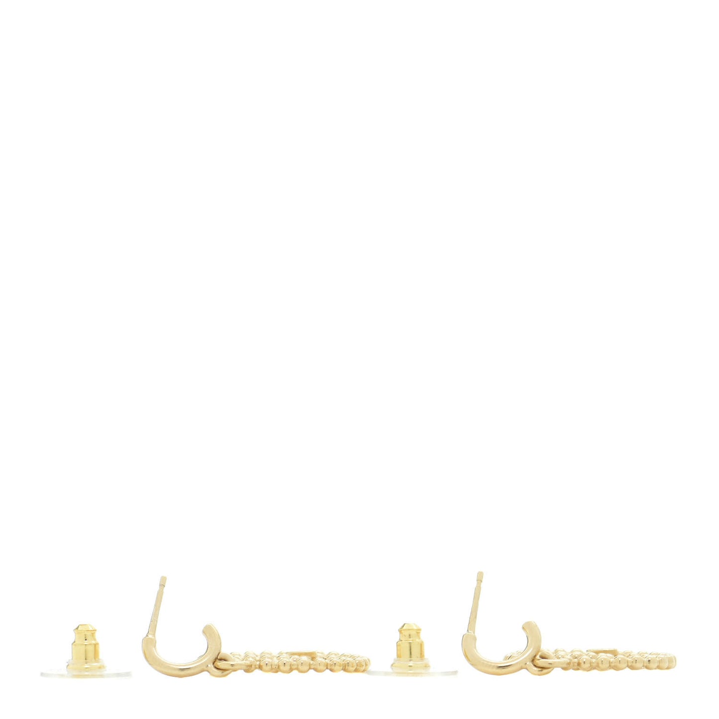Metal Bead Round CC Drop Earrings Gold