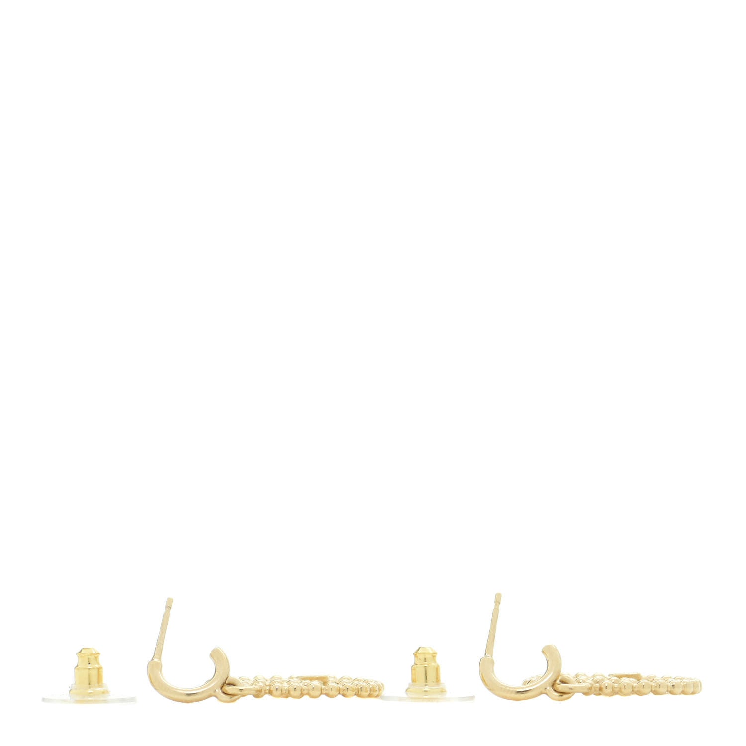 Chanel Metal Bead Round CC Drop Earrings Gold 3 of 4