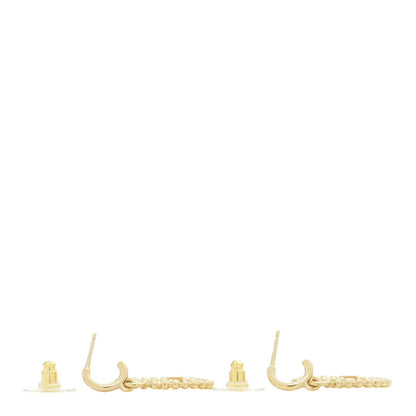 Chanel Metal Bead Round CC Drop Earrings Gold 3 of 4