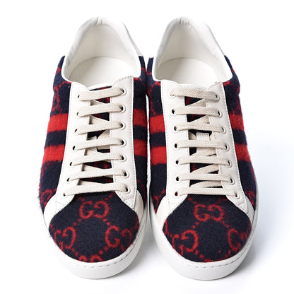 Gucci Covered Wool Big GG Monogram Mens Sneakers 8.5 Blue Red Mystic White 6 of 11