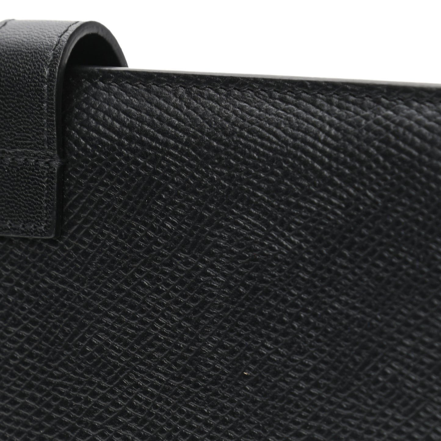 Grained Calfskin Large Multifunction Strap Wallet Black