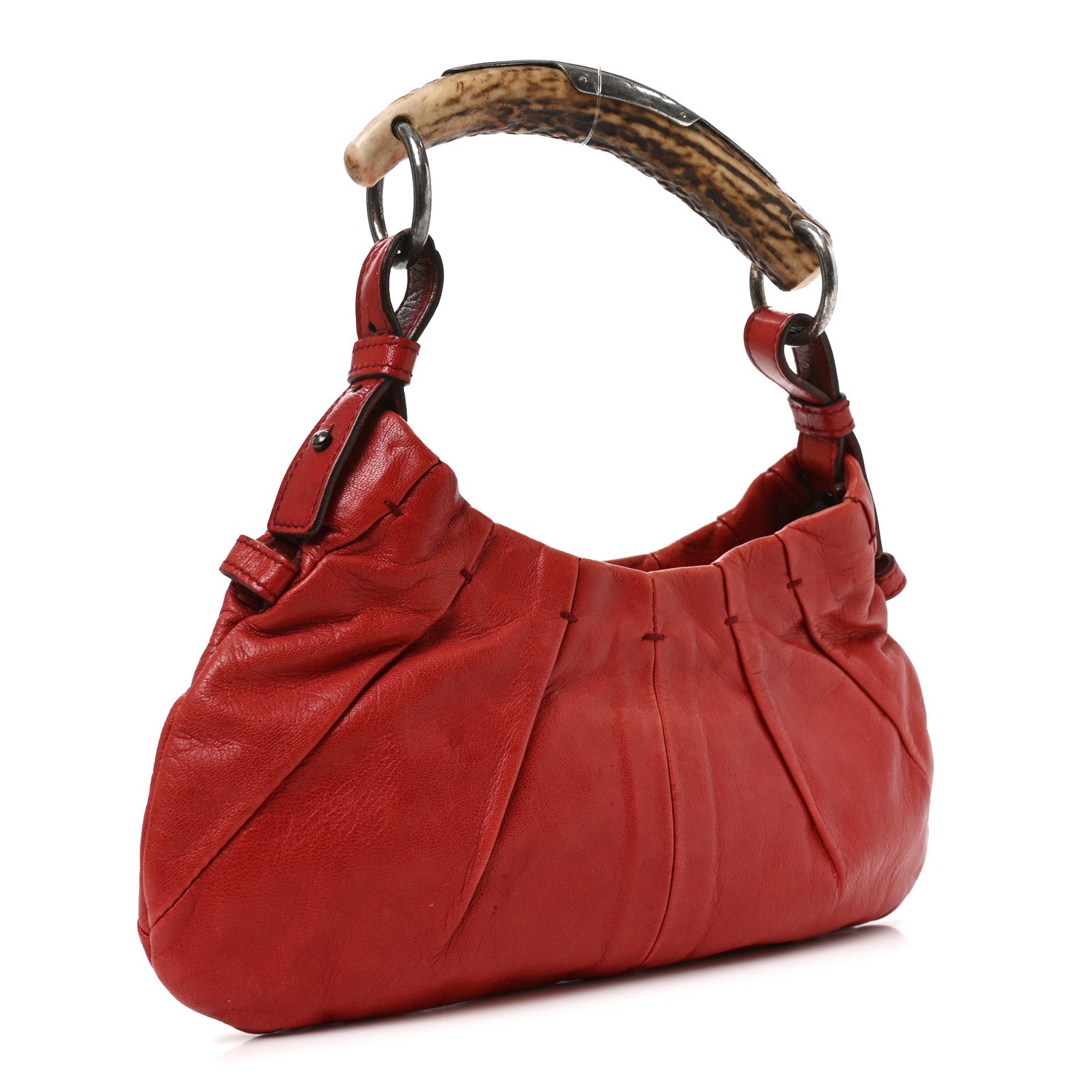 Saint Laurent Calfskin Horn Mini Mombasa Hobo Red 3 of 11