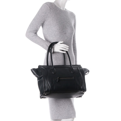 Celine Drummed Calfskin Shoulder Luggage Black 2 of 14