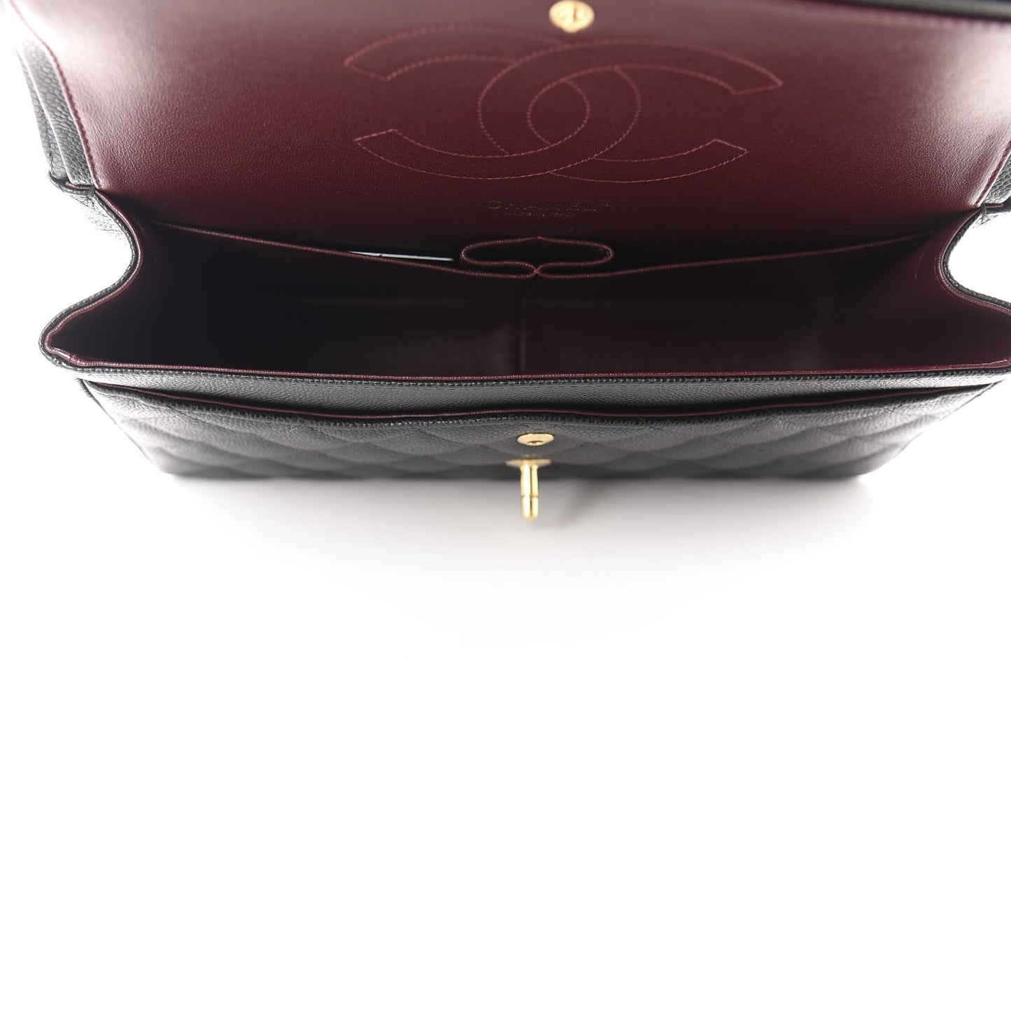 Caviar Quilted Jumbo Double Flap Black