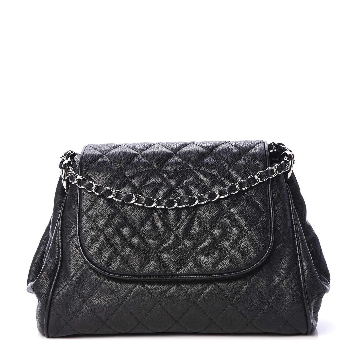 Caviar Quilted Timeless Accordion Flap Black