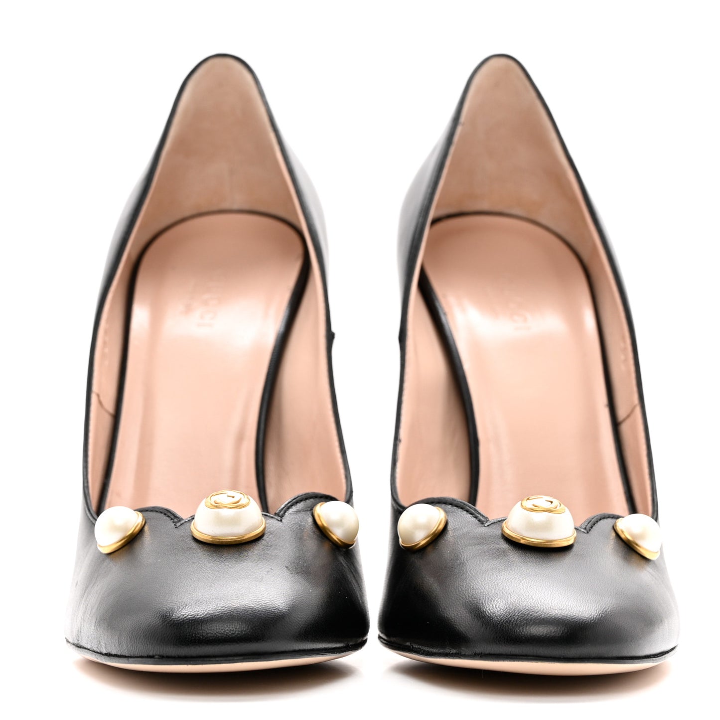 Calfskin Pearl Embellished Pumps 39 Black