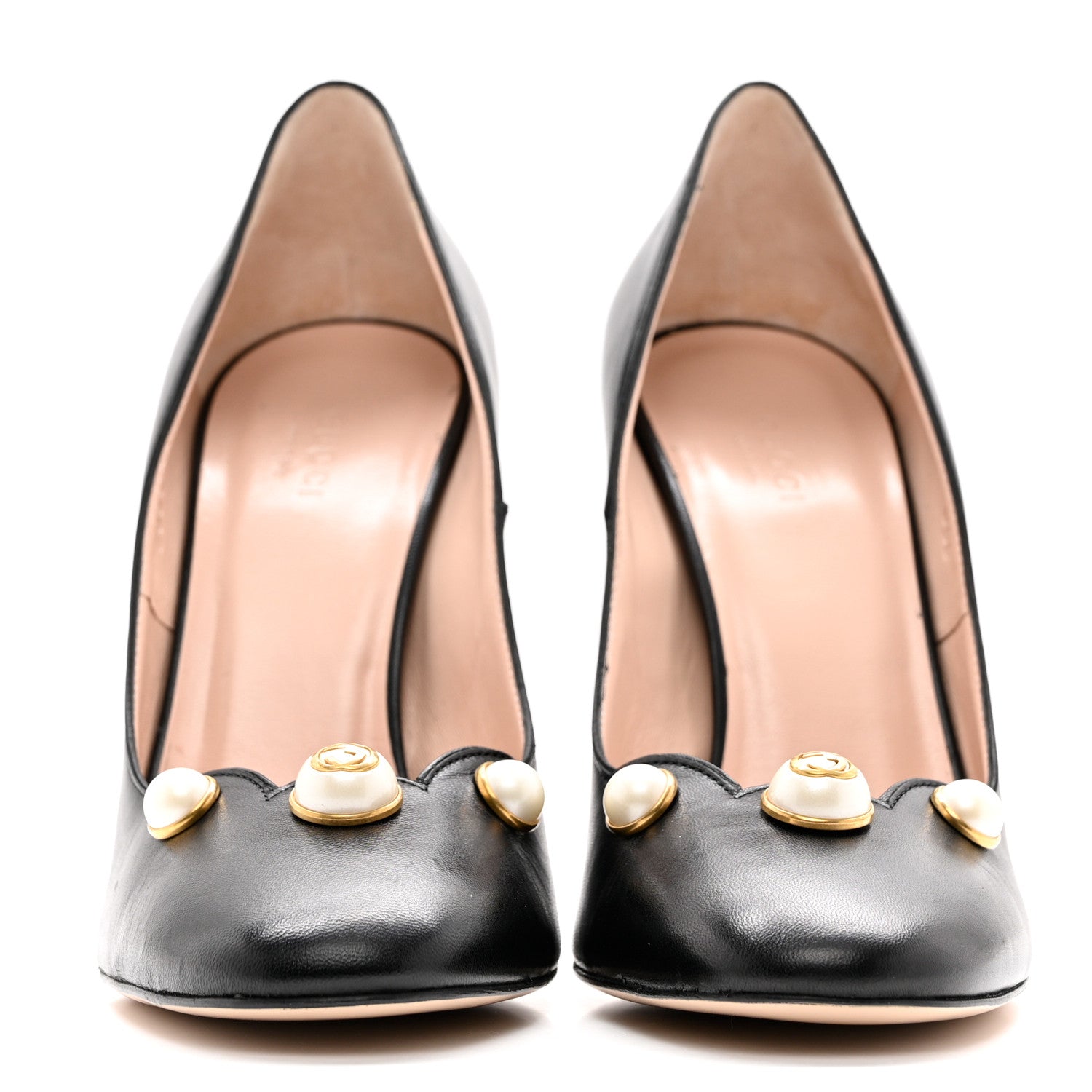 Gucci Calfskin Pearl Embellished Pumps 39 Black 2 of 8