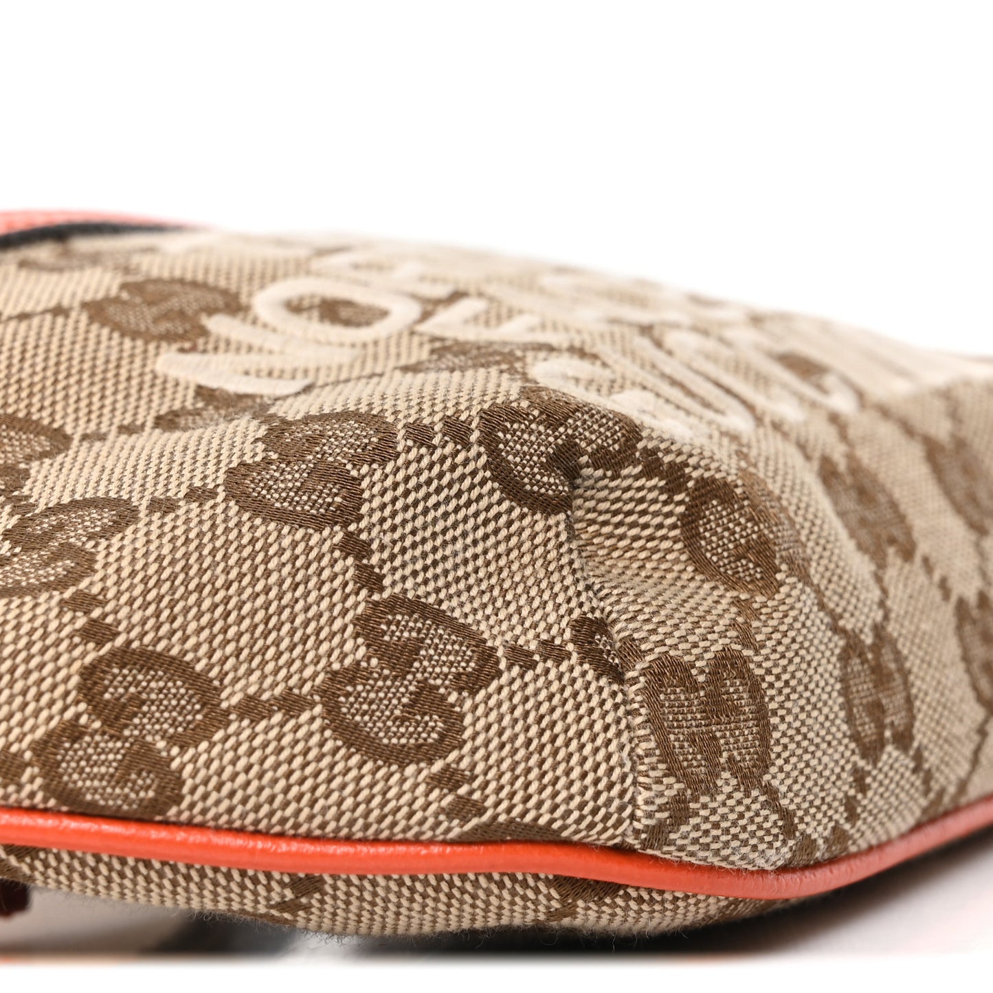 X THE NORTH FACE Monogram Textured Dollar Calfskin Embroidered Belt Bag Beige Ebony Mystic White Deep Orange
