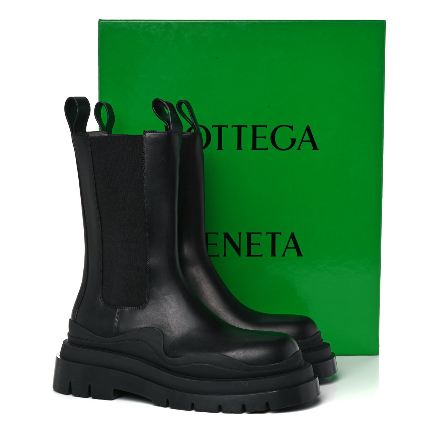 Calfskin The Tire Chelsea Boots 38.5 Black