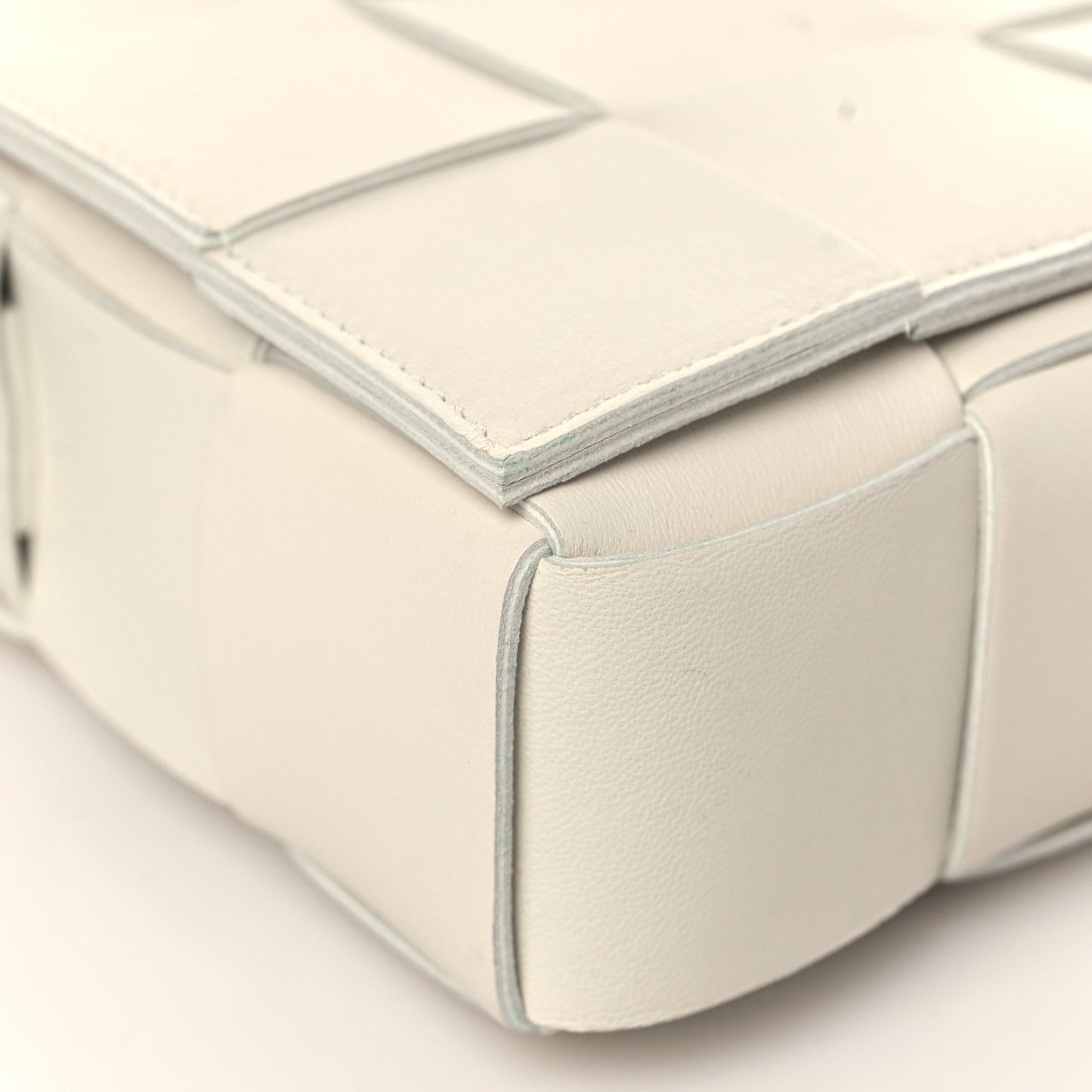 Lambskin Maxi Intrecciato Cassette Crossbody Bag White