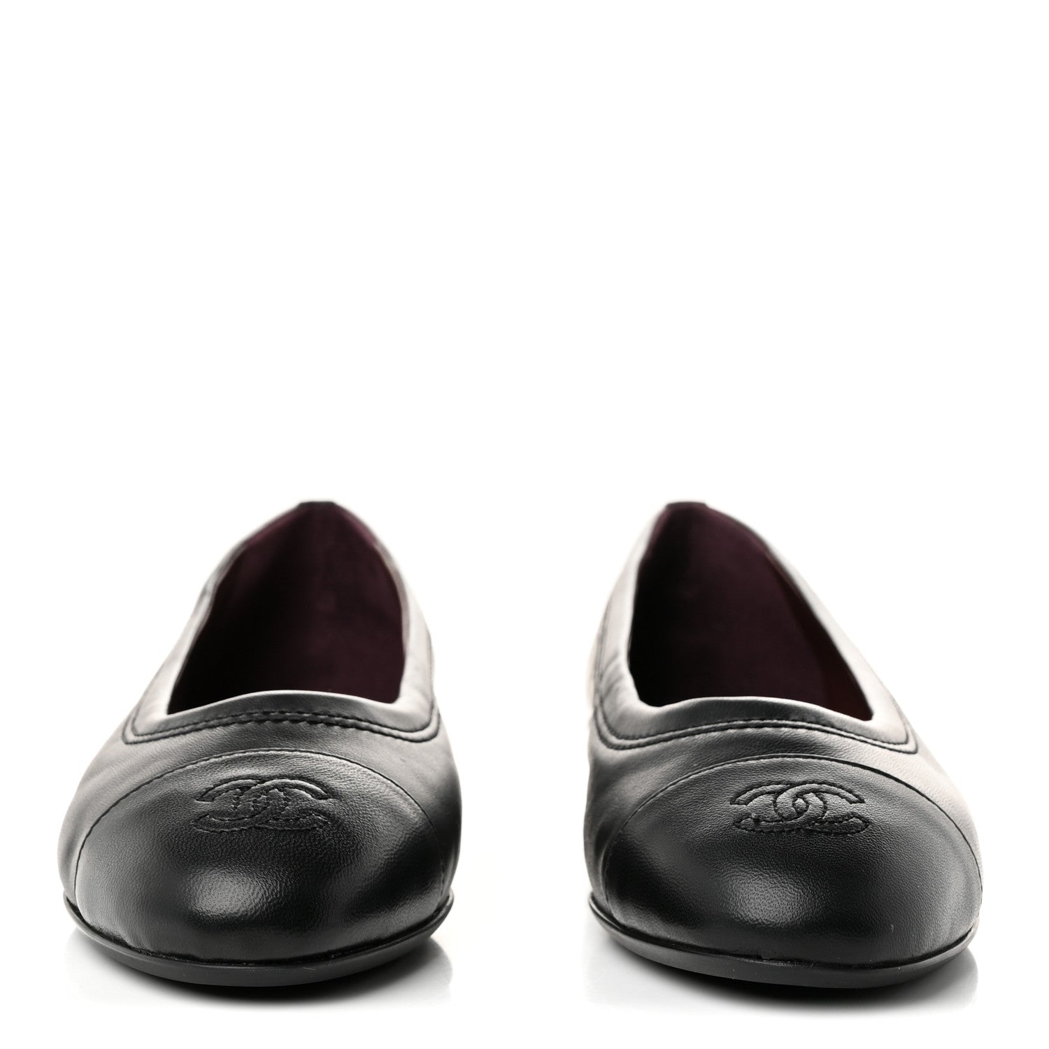 Chanel Lambskin Cap Toe CC Uniform Ballerina Flats 38.5 Black 3 of 9