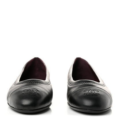 Chanel Lambskin Cap Toe CC Uniform Ballerina Flats 38.5 Black 3 of 9