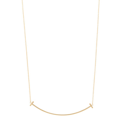 Tiffany 18K Yellow Gold Large T Smile Pendant Necklace 1 of 4