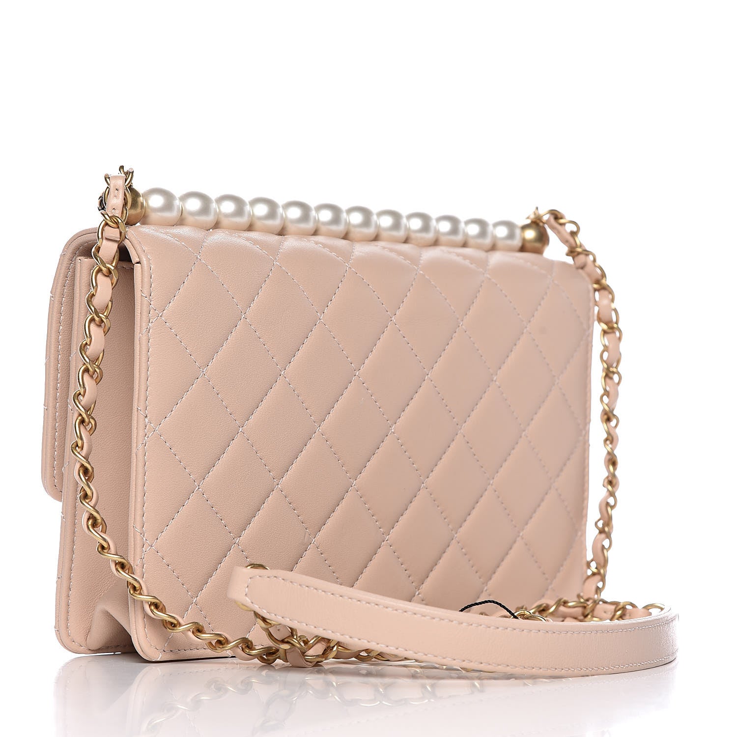 Chanel Lambskin Quilted Small Chic Pearls Flap Beige 3 of 12