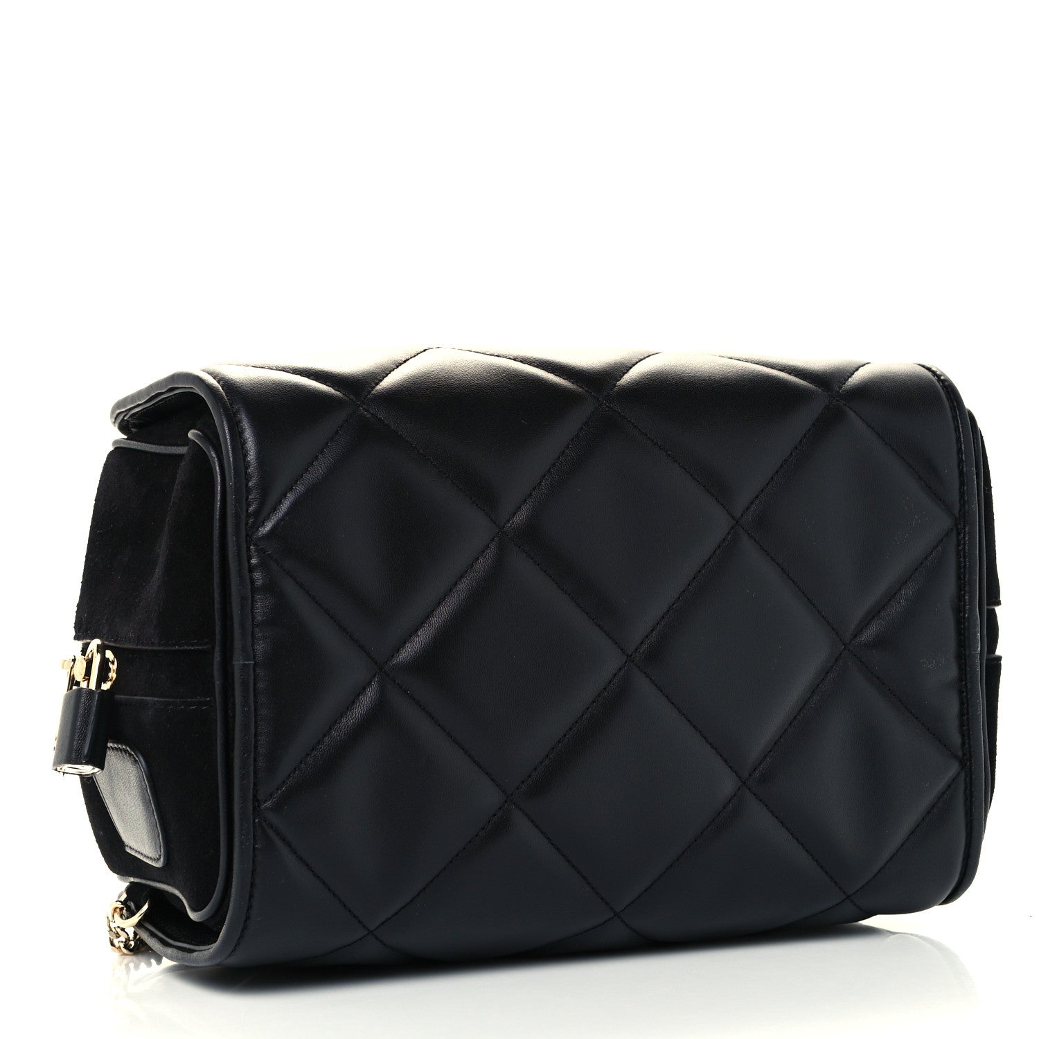 Burberry Lambskin Suede Quilted Small Double Cube Bag Black 5 of 12