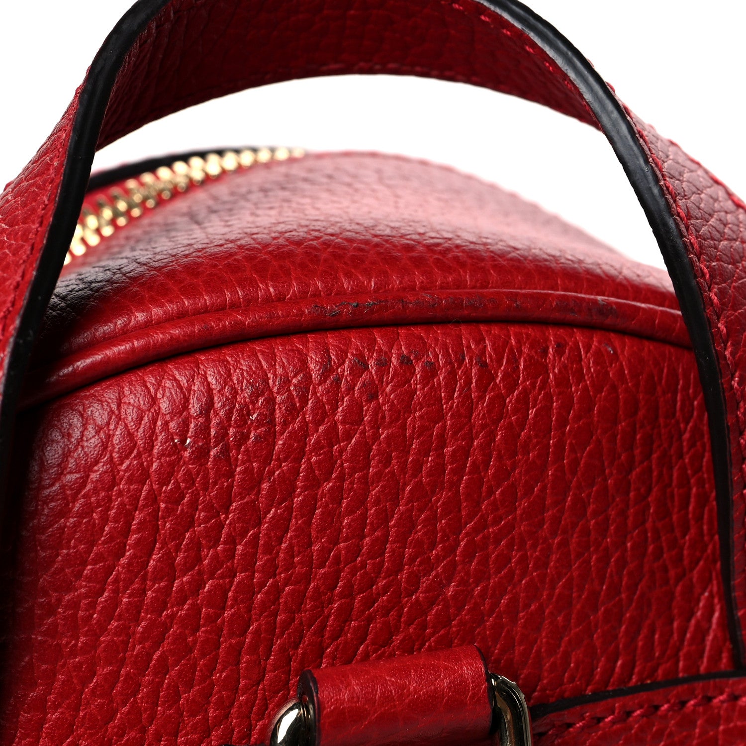 Gucci Pebbled Calfskin Soho Chain Backpack Hibiscus Red 12 of 15