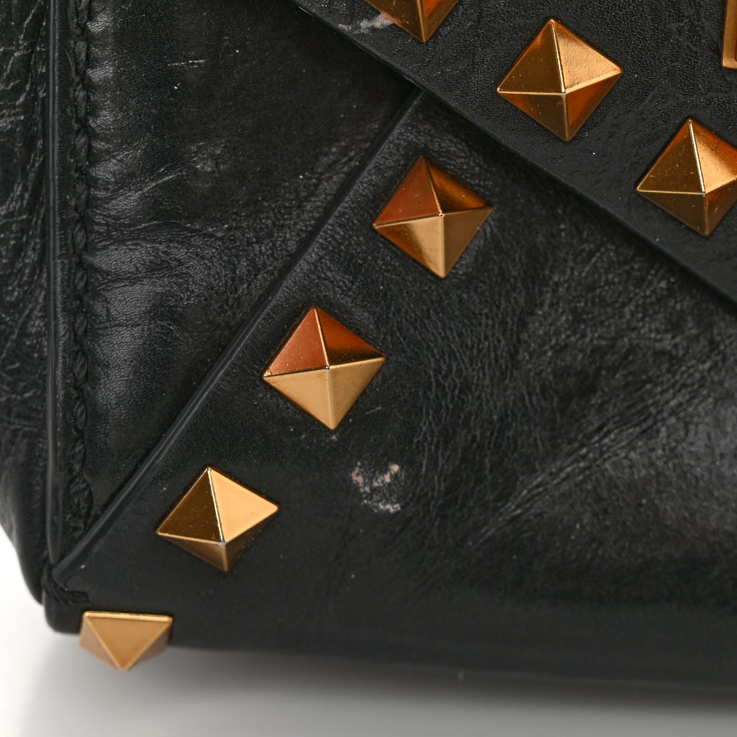 Grainy Calfskin Small Rockstud Hype Shoulder Bag Black