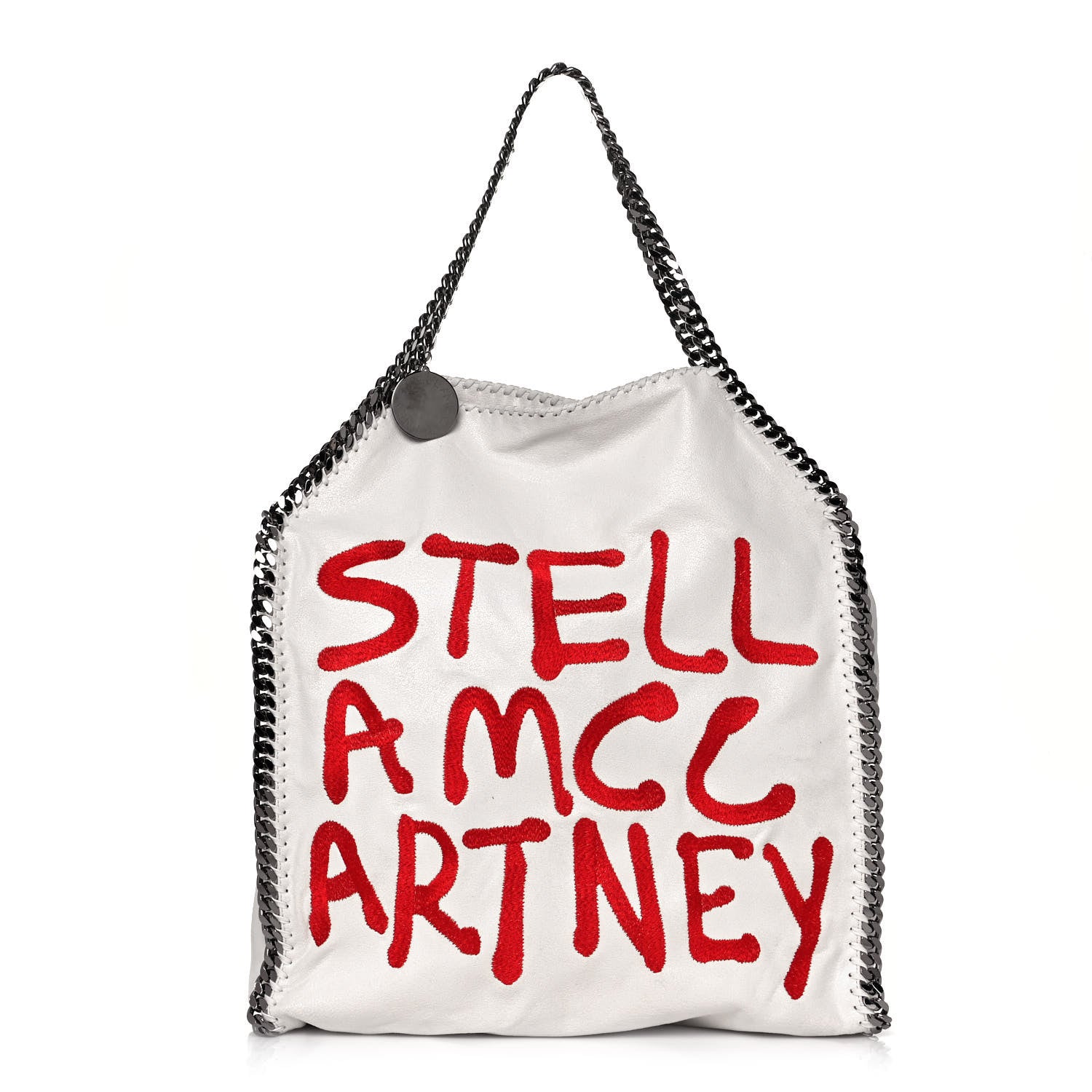 Stella McCartney X ED CURTIS Shaggy Deer Logo Embroidered Large Falabella Chalk 1 of 13