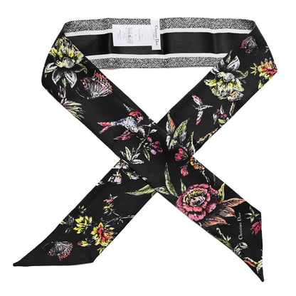 Christian Dior Silk Twill D-Floral Mitzah Scarf Black Multicolor 1 of 4