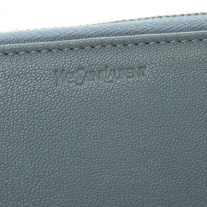 Saint Laurent Sheepskin ChYc Zip Around Wallet Blue Glacier 6 of 11