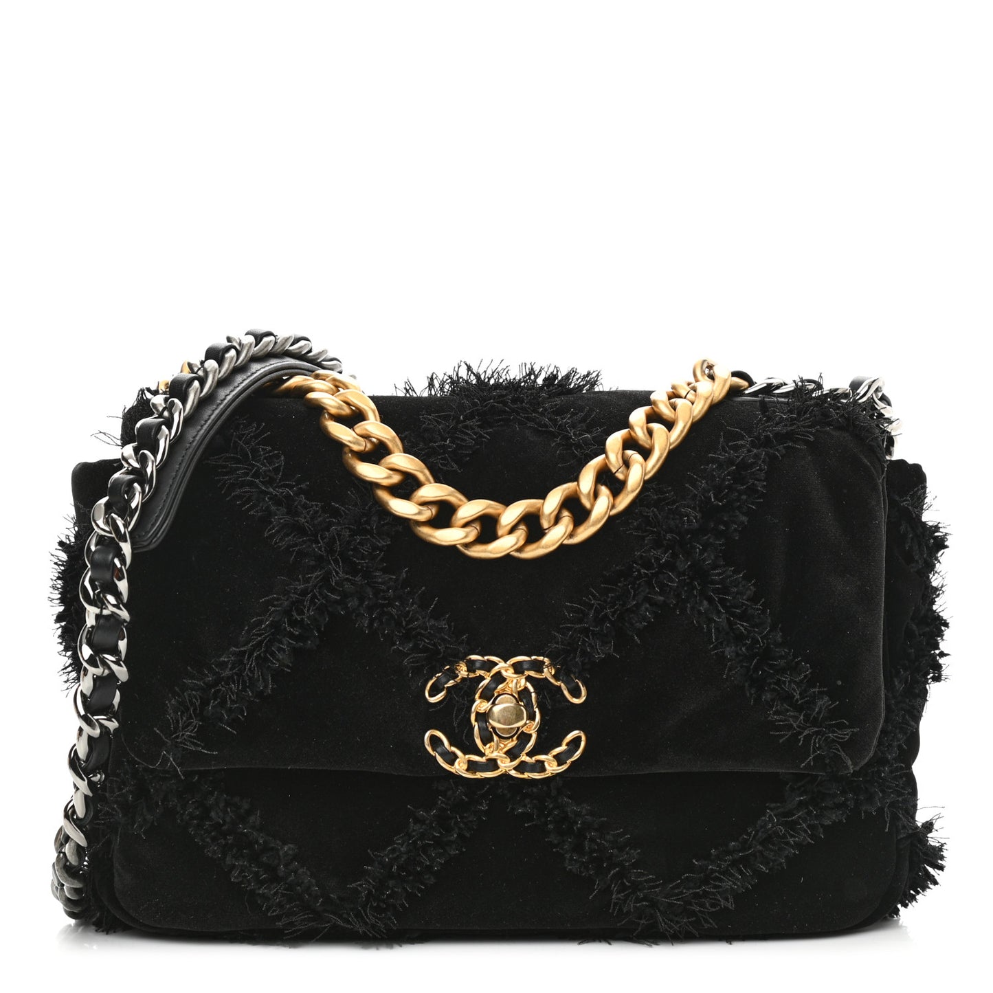 Cotton Canvas Quilted Medium Chanel 19 Flap Black