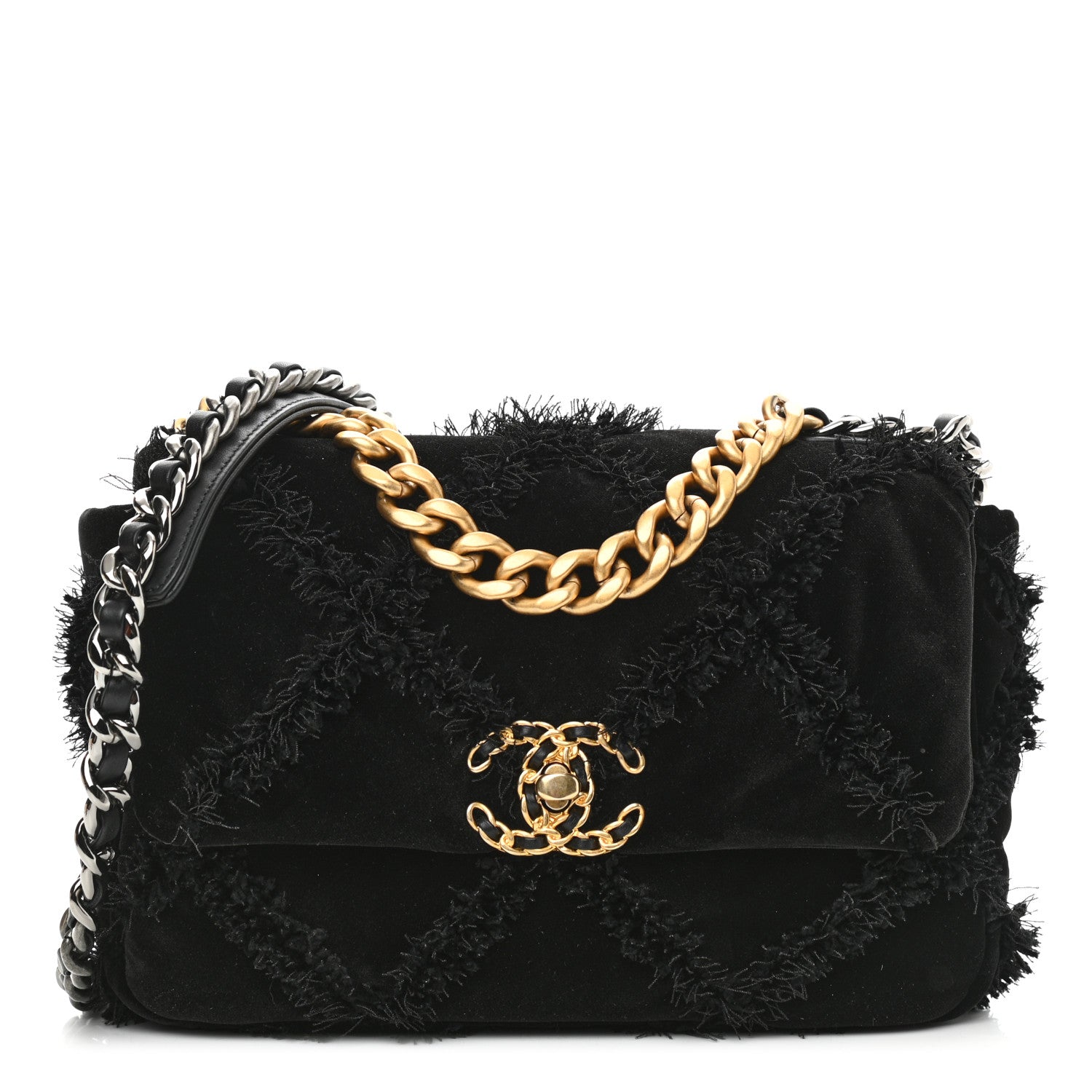 Chanel Cotton Canvas Quilted Medium Chanel 19 Flap Black 1 of 10