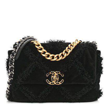 Chanel Cotton Canvas Quilted Medium Chanel 19 Flap Black 1 of 10