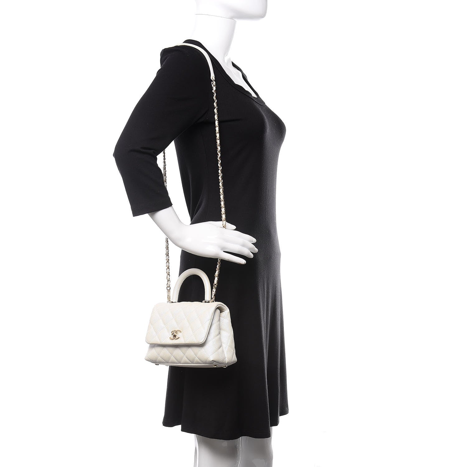 Chanel Iridescent Caviar Quilted Extra Mini Coco Handle Flap White 2 of 11