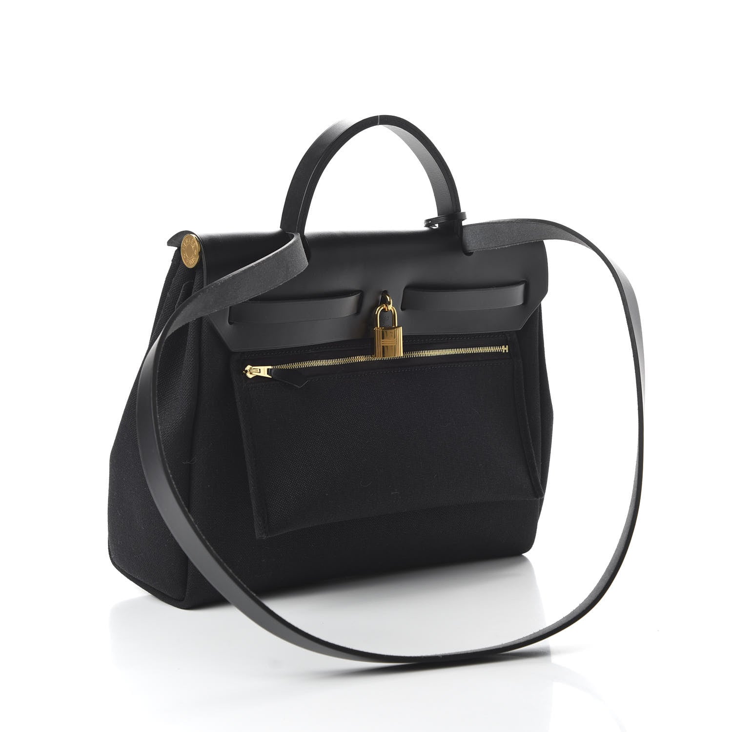 Hermes Military Toile Vache Hunter Herbag Zip PM 31 Black 3 of 8