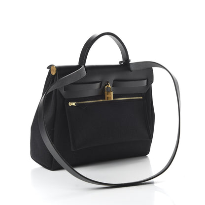 Hermes Military Toile Vache Hunter Herbag Zip PM 31 Black 3 of 8