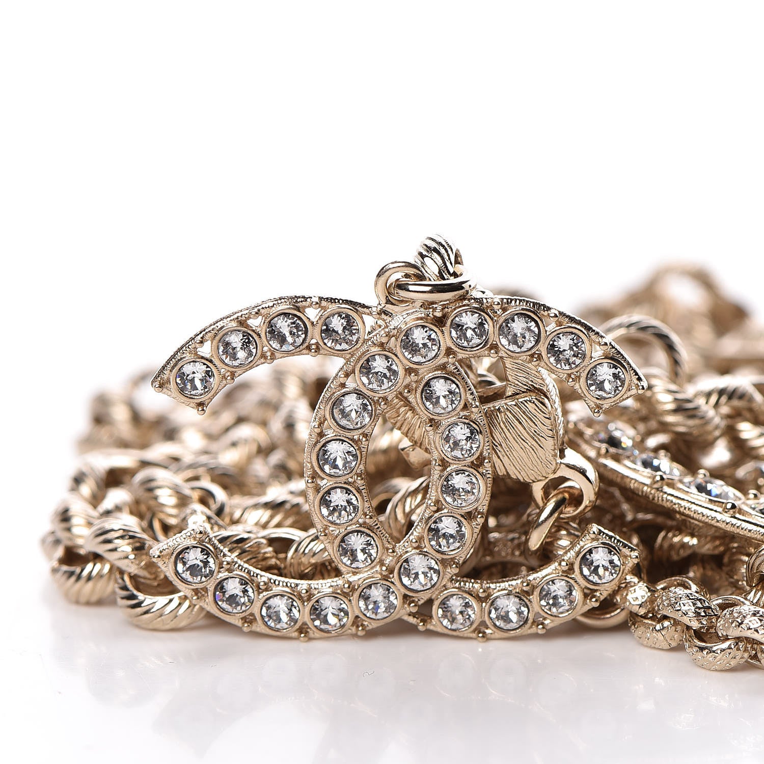 Chanel Metal Crystal 90's Icon Logo Chain Belt Gold 5 of 6