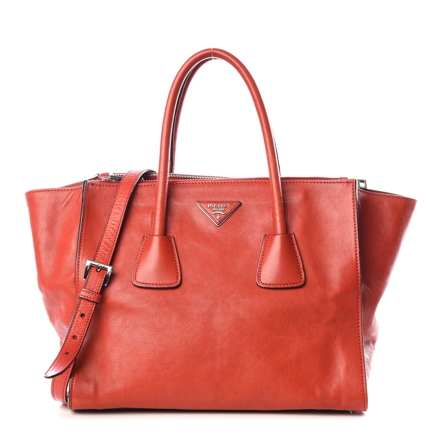 Vitello Phenix Twin Pocket Tote Orange