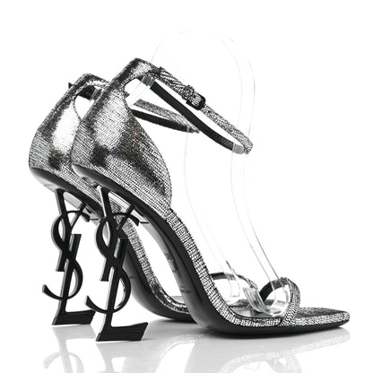 Saint Laurent Metallic Calfskin Opyum 110 Sandals 38.5 Argento 4 of 7