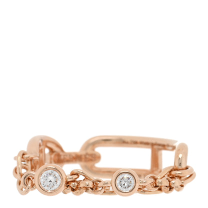 Hermes 18K Rose Gold Diamond PM Chaine d'Ancre Chaos Ring 50 5.25 1 of 5