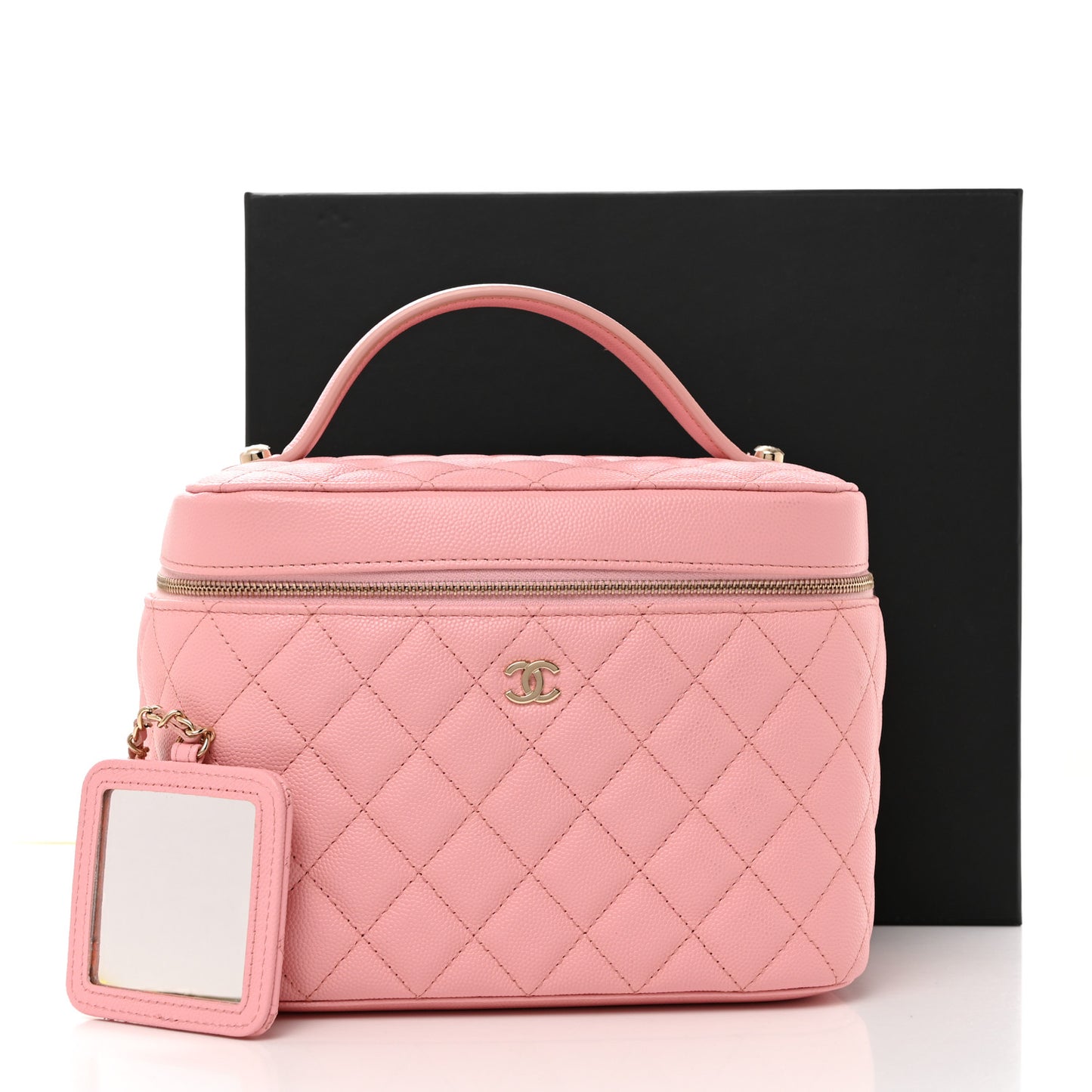 Caviar Quilted Large Vanity Pouch Pink
