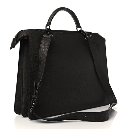 Fendi Cuoio Romano Vitello Cover Glazed Fabric Bi-Color FF 1974 Medium Peekaboo I SEE U Satchel Dark Brown 3 of 6