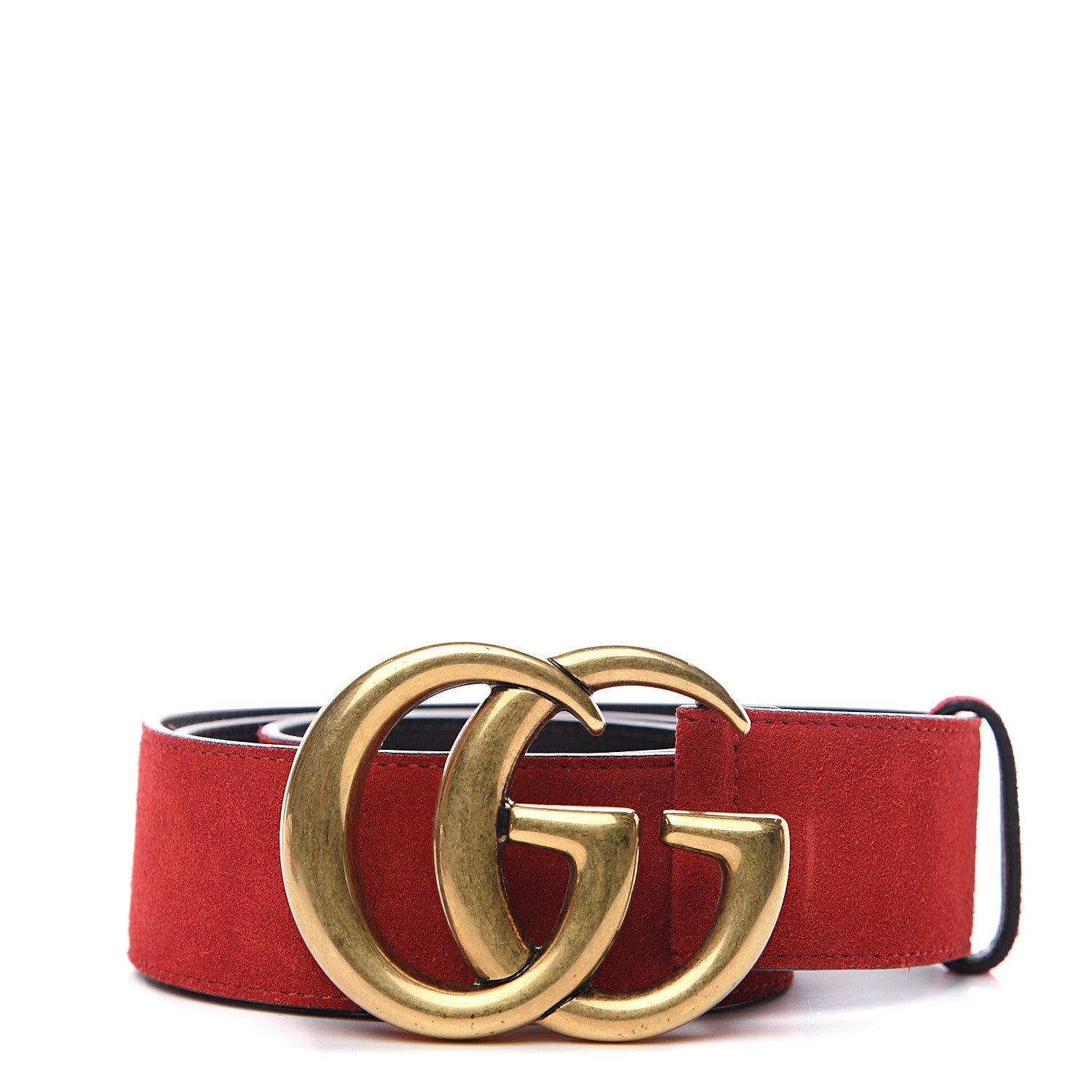 Gucci Suede Calfskin Marmont Clover Belt 85 34 Red 560134