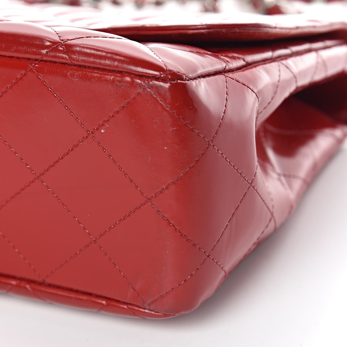 Patent Quilted Jumbo Single Flap Red