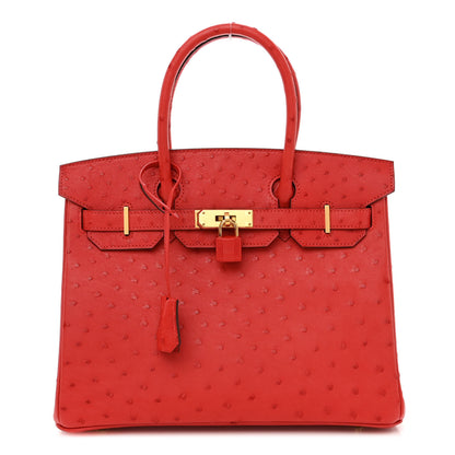 Hermes Ostrich Birkin 30 Rouge Vif 1 of 14