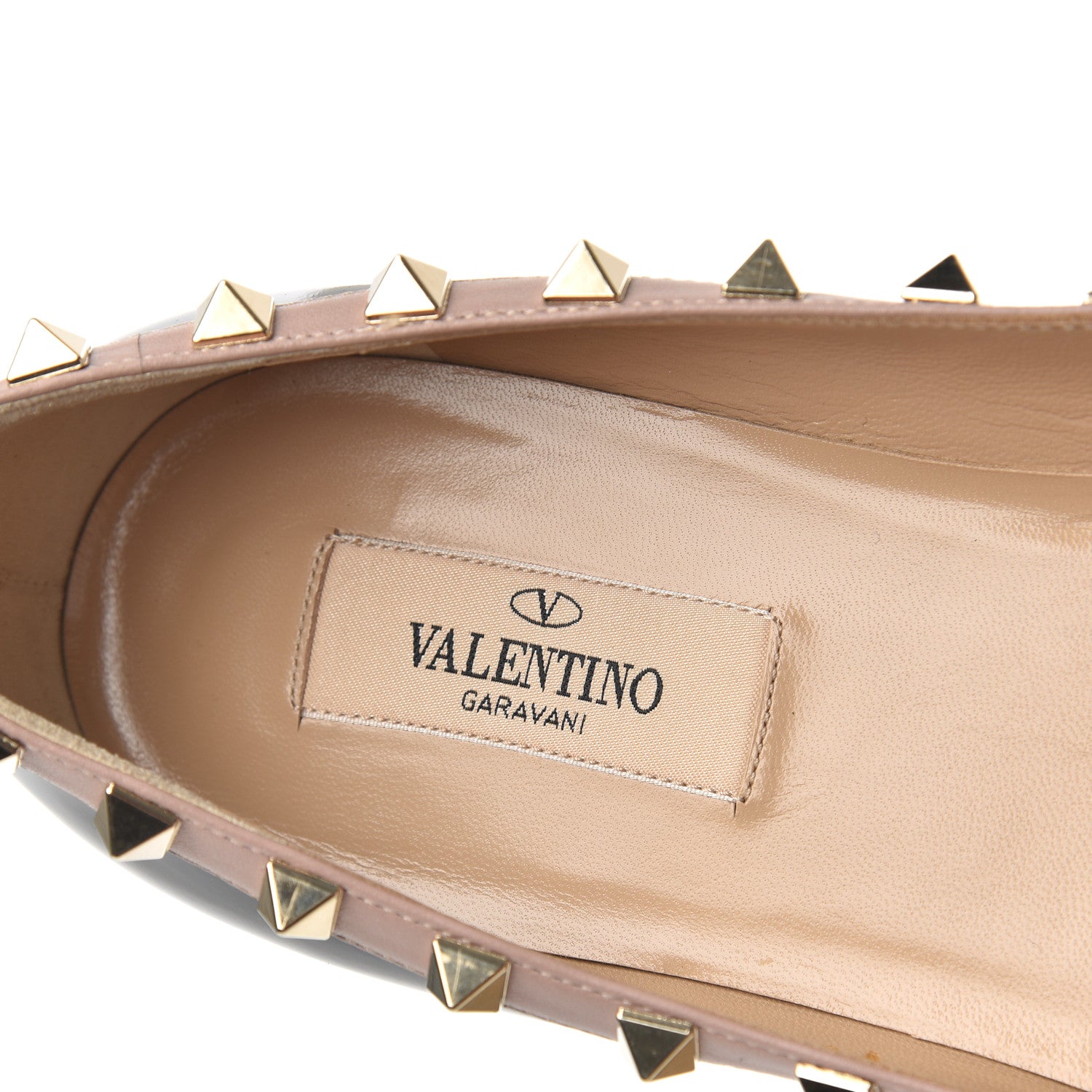Valentino Garavani Patent Nappa Rockstud Ballerina Flats 37.5 Black Poudre 6 of 14