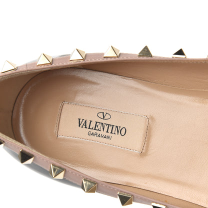 Valentino Garavani Patent Nappa Rockstud Ballerina Flats 37.5 Black Poudre 6 of 14