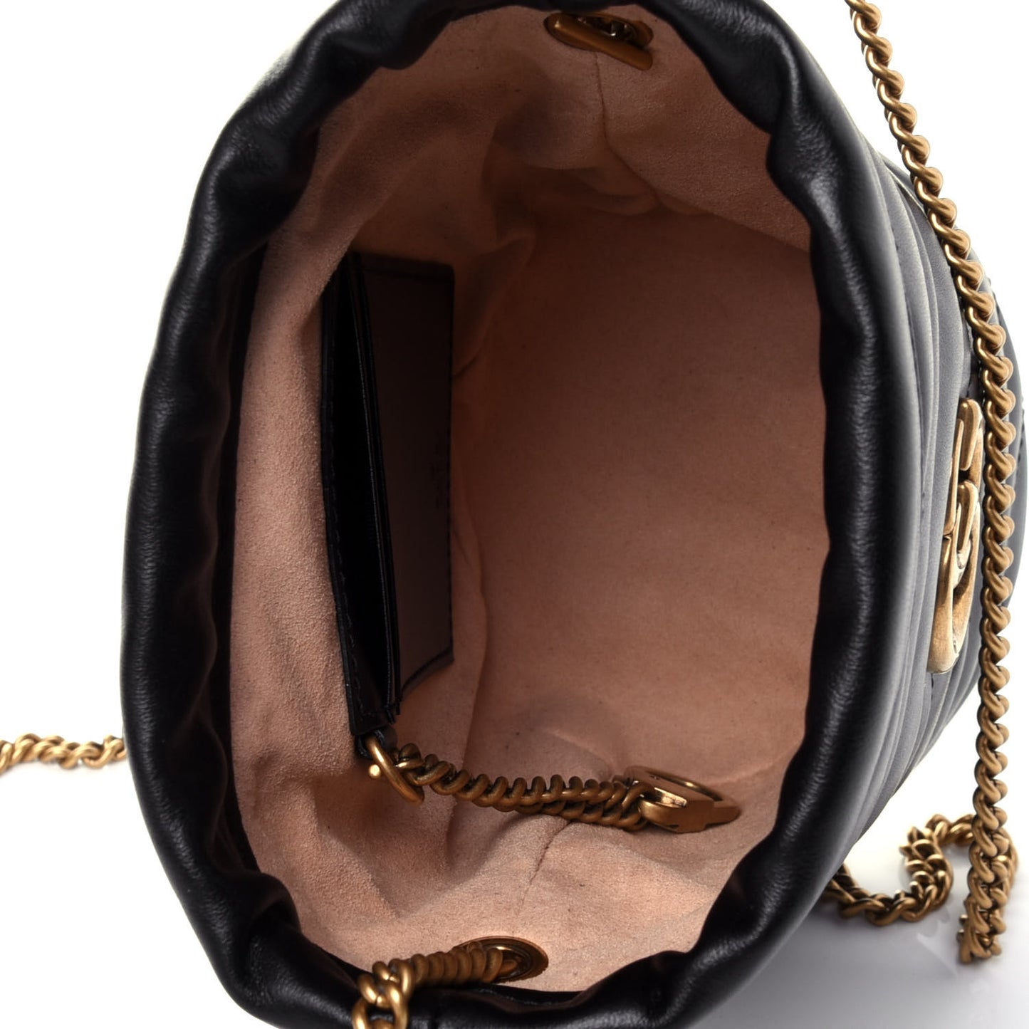 Calfskin Matelasse Mini GG Marmont 2.0 Bucket Bag Black
