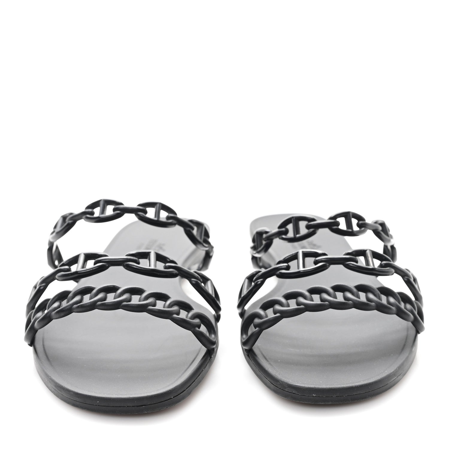 Hermes Rubber Chaine d'Ancre Rivage Sandals 38 Black 1752480