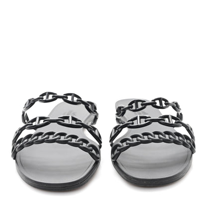 Hermes Rubber Chaine d'Ancre Rivage Sandals 38 Black 3 of 8